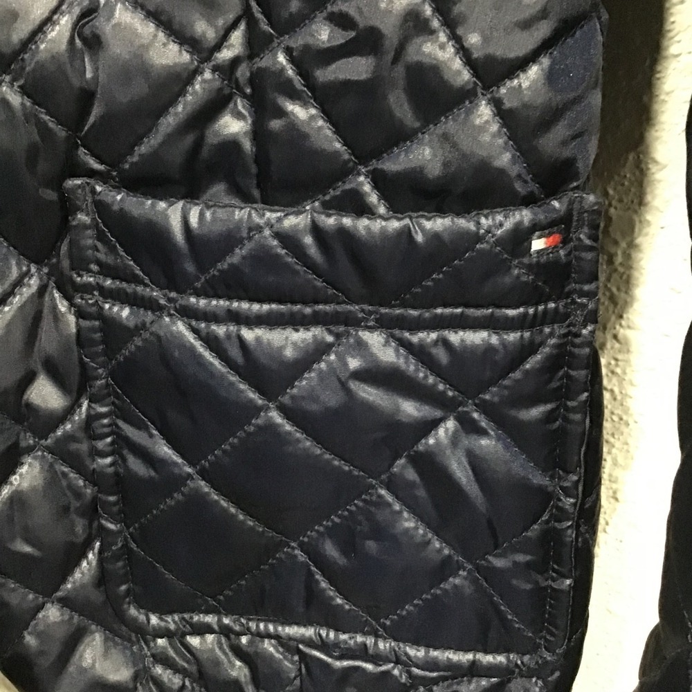 Tommy Hilfiger Navy Quilted Barn Jacket Womens S Corduroy Trim Chore Coat Preppy - Picture 7 of 8
